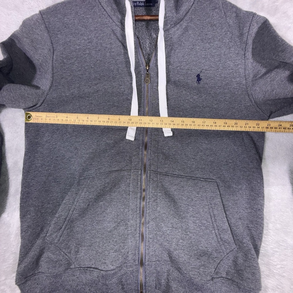 Polo Ralph Lauren Mens Hoodie Large Grey Full Zip Pony Logo Streetwear Classic - Picture 4 of 10